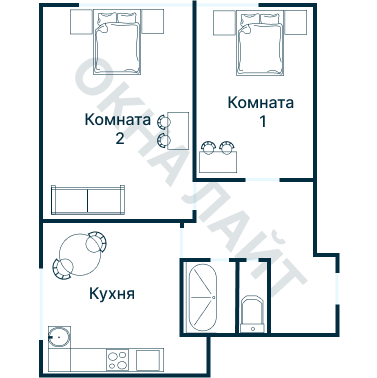 Остекление планировки 2042 дома II-68НБ