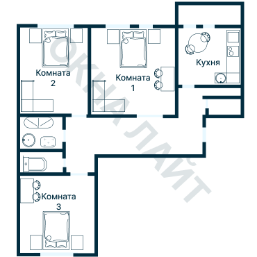Остекление планировки 2556 дома И-III-3