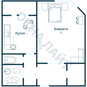 Остекление планировки 2562 дома ИП-46С