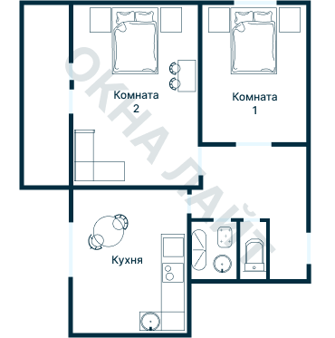 Остекление планировки 2570 дома ИП-46С