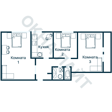Остекление планировки 2596 дома ИП-46С