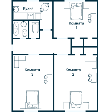 Остекление планировки 2611 дома К-7