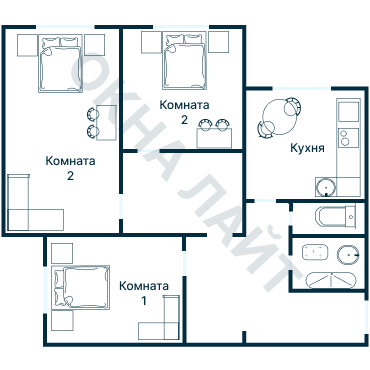 Остекление планировки 2689 дома КОПЭ