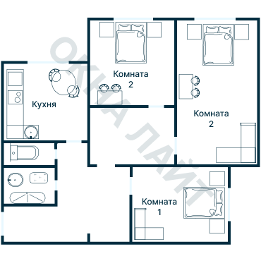 Остекление планировки 2695 дома КОПЭ