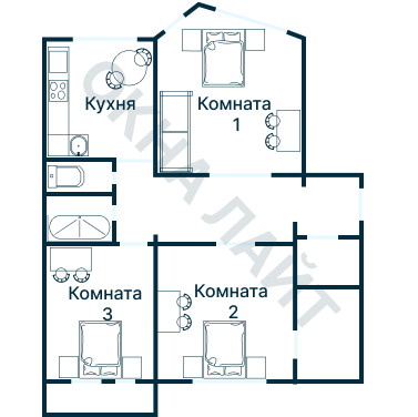 Остекление планировки 2727 дома КОПЭ-Башня