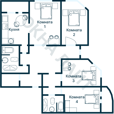 Остекление планировки 2742 дома КОПЭ-Башня