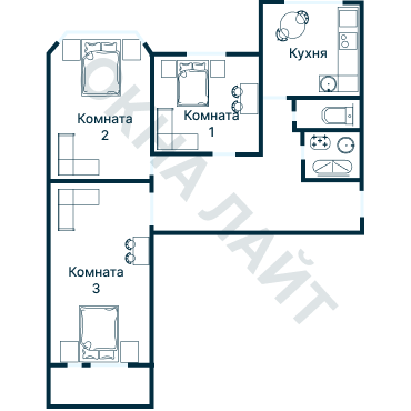 Остекление планировки 2828 дома КОПЭ-Парус