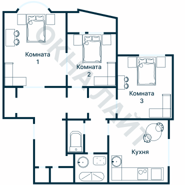 Остекление планировки 2836 дома КОПЭ-Парус