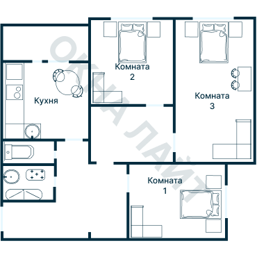 Остекление планировки 2840 дома КОПЭ-Парус