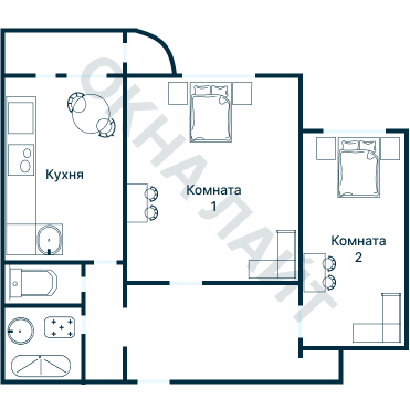 Остекление планировки 2956 дома МПСМ