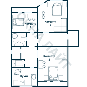 Остекление планировки 2962 дома МПСМ