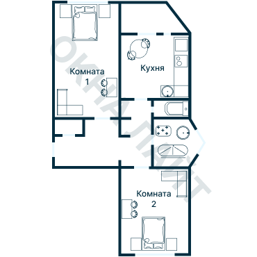 Остекление планировки 3036 дома П-111М