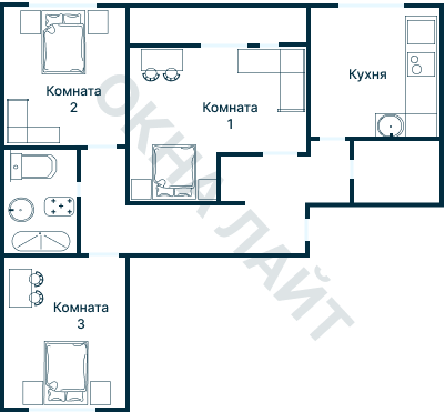 Остекление планировки 3044 дома П-111М