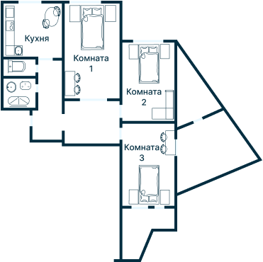 Остекление планировки 3129 дома П-3