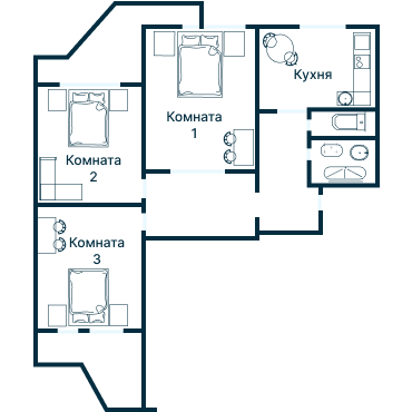 Остекление планировки 3156 дома П-3