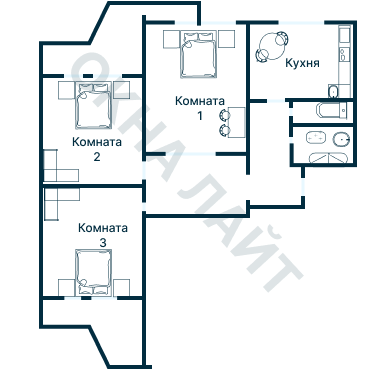 Остекление планировки 3157 дома П-3