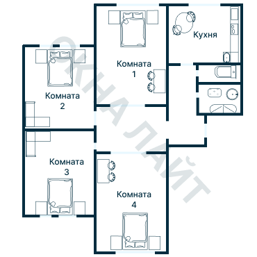 Остекление планировки 3174 дома П-3