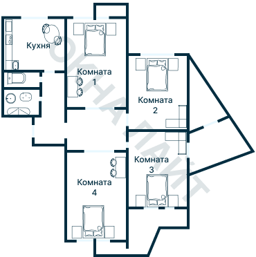 Остекление планировки 3176 дома П-3
