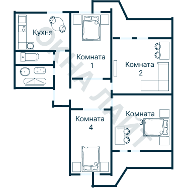 Остекление планировки 3187 дома П-3