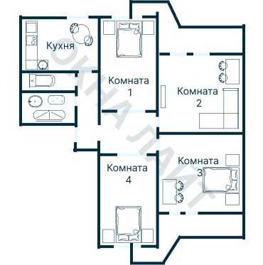 Остекление планировки 3190 дома П-3
