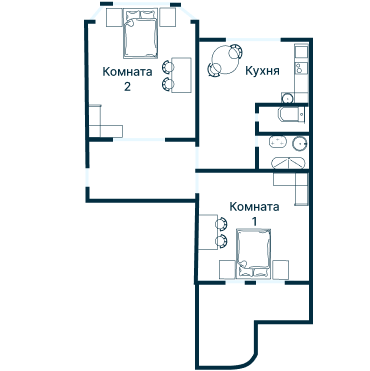 Остекление планировки 3220 дома П-3М