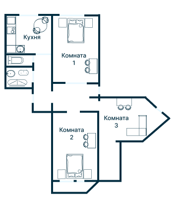 Остекление планировки 3224 дома П-3М
