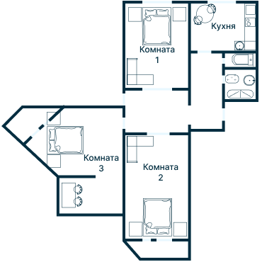Остекление планировки 3237 дома П-3М