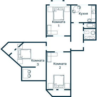 Остекление планировки 3243 дома П-3М