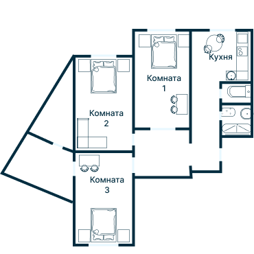 Остекление планировки 3254 дома П-3М