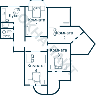 Остекление планировки 3264 дома П-3М
