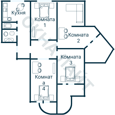 Остекление планировки 3265 дома П-3М