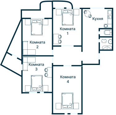 Остекление планировки 3287 дома П-3М