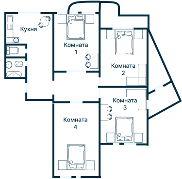Остекление планировки 3288 дома П-3М