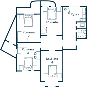 Остекление планировки 3290 дома П-3М