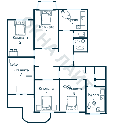 Остекление планировки 3297 дома П-3М