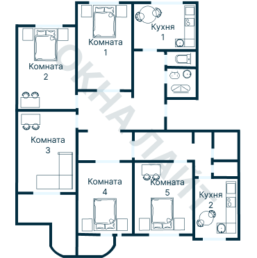 Остекление планировки 3302 дома П-3М