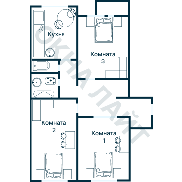 Остекление планировки 3687 дома П-4