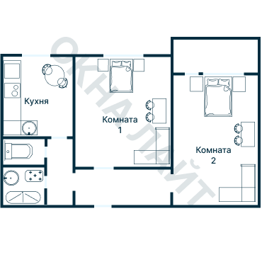 Остекление планировки 3307 дома П-42