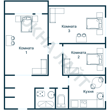 Остекление планировки 3310 дома П-42