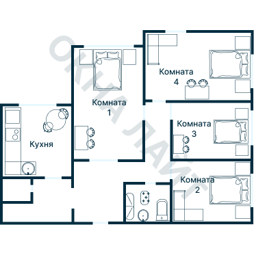 Остекление планировки 3312 дома П-42