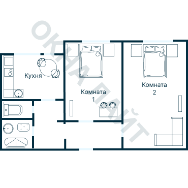 Остекление планировки 3328 дома П-43