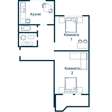 Остекление планировки 3354 дома П-44
