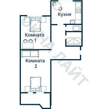Остекление планировки 3355 дома П-44