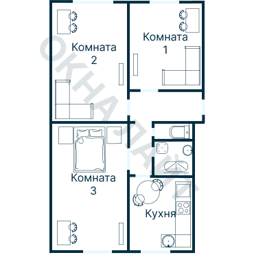 Остекление планировки 3369 дома П-44 (го)