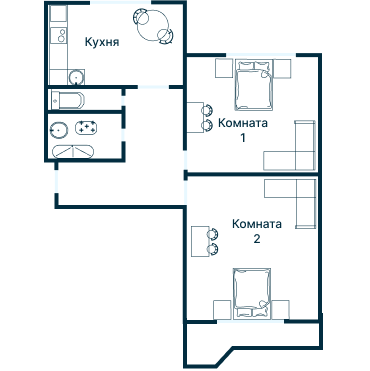 Остекление планировки 3381 дома П-44 (го)