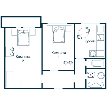 Остекление планировки 3417 дома П-44 (гопр)