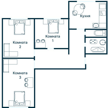 Остекление планировки 3425 дома П-44 (гопр)