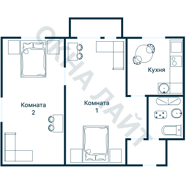 Остекление планировки 3436 дома П-44К