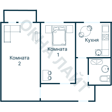 Остекление планировки 3442 дома П-44К
