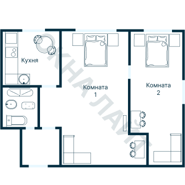 Остекление планировки 3448 дома П-44К
